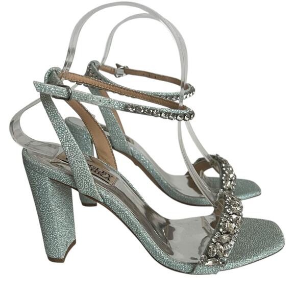 Badgley Mischka Tasmine Tall Evening  Heeled Sandal In Soft Blue Size 6 - Picture 1 of 13